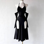 Amélie · Vestido largo con abertura y mangas desmontables