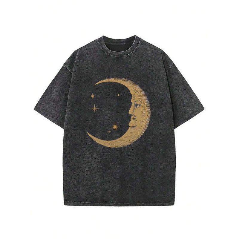 Amélie · Camiseta de algodón lavado con estampado de luna
