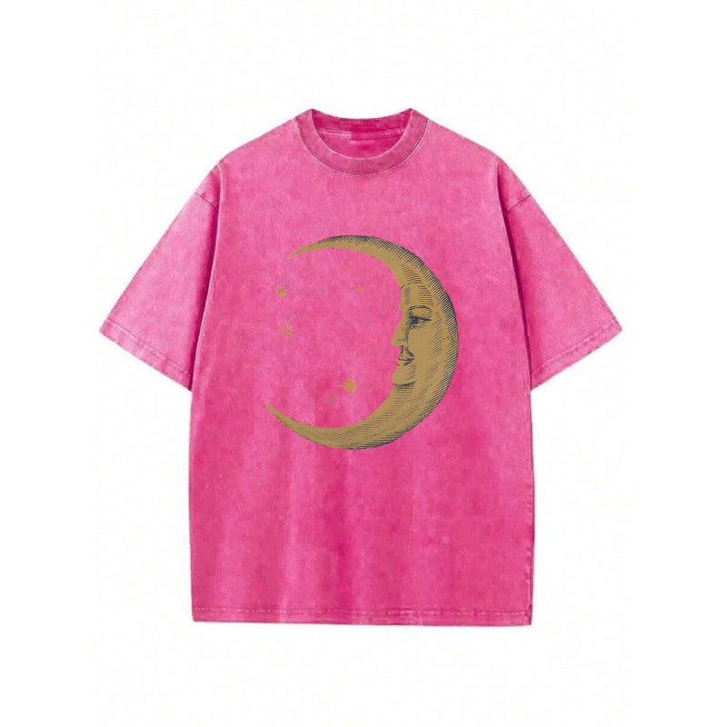 Amélie · Camiseta de algodón lavado con estampado de luna