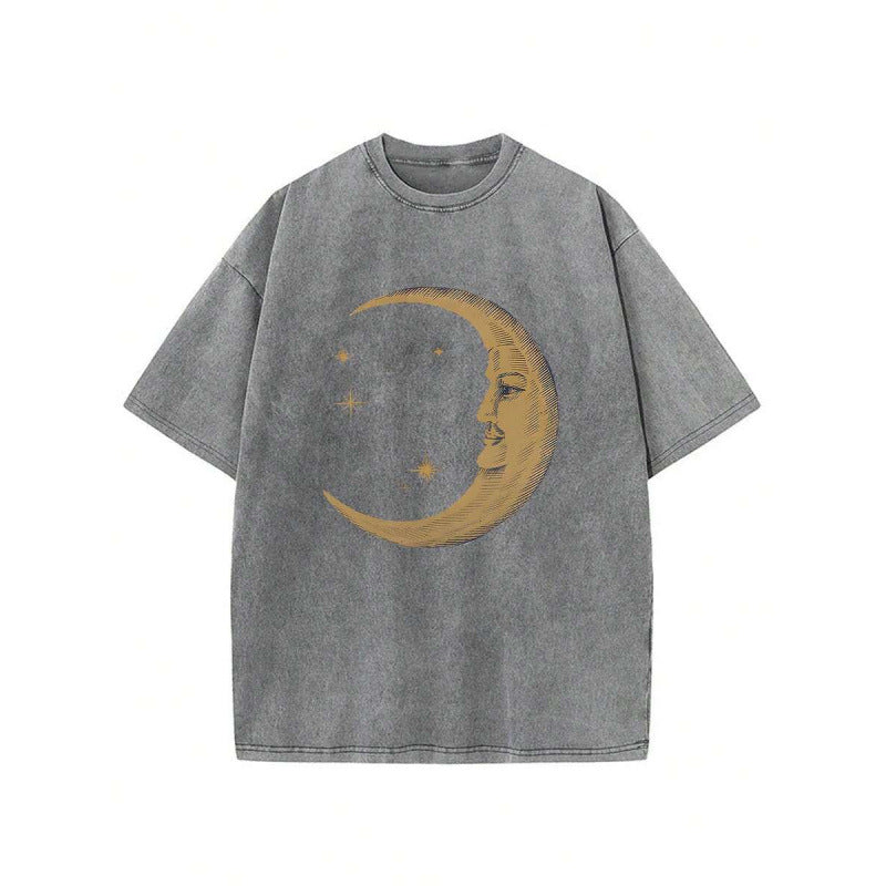 Amélie · Camiseta de algodón lavado con estampado de luna