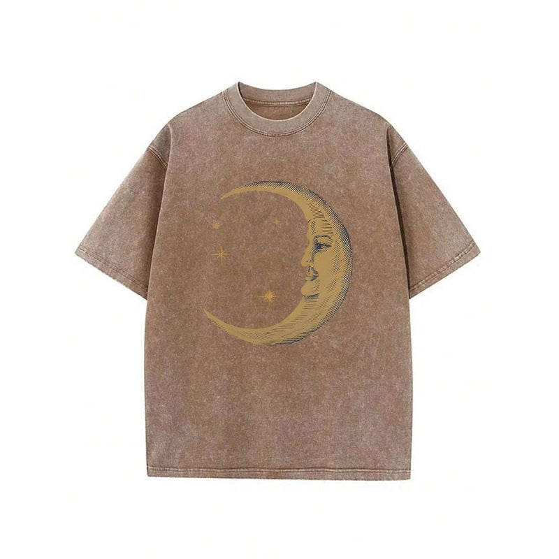 Amélie · Camiseta de algodón lavado con estampado de luna