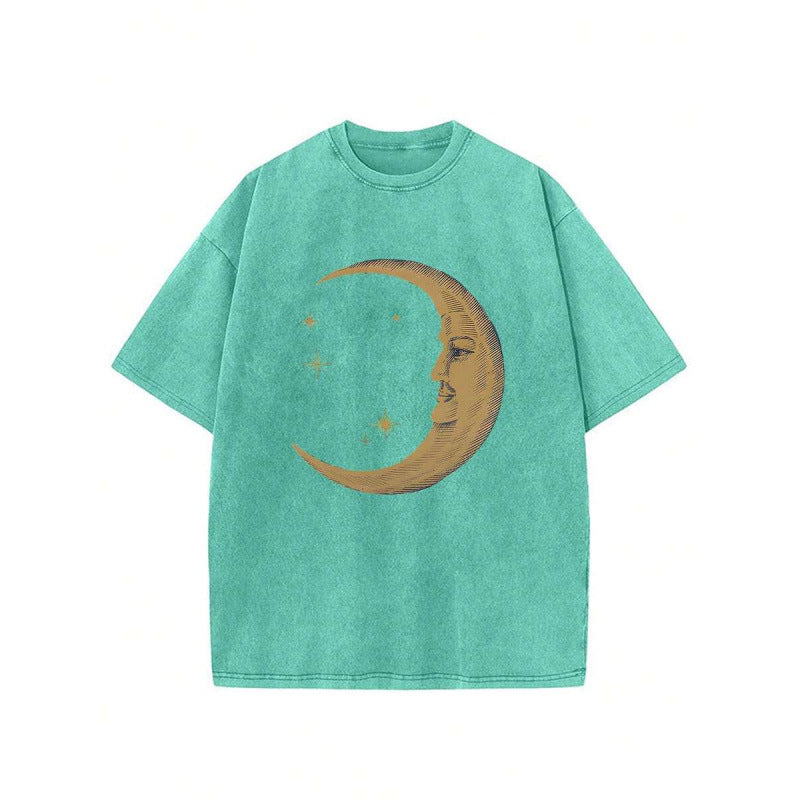 Amélie · Camiseta de algodón lavado con estampado de luna