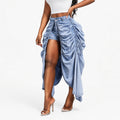 Amélie · Pantalón corto vaquero con capa drapeada