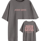 Amélie · Camiseta de algodón lavado «Jesus Saves»