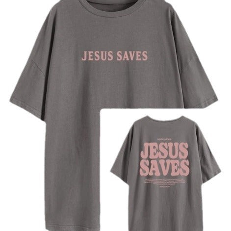 Amélie · Camiseta de algodón lavado «Jesus Saves»