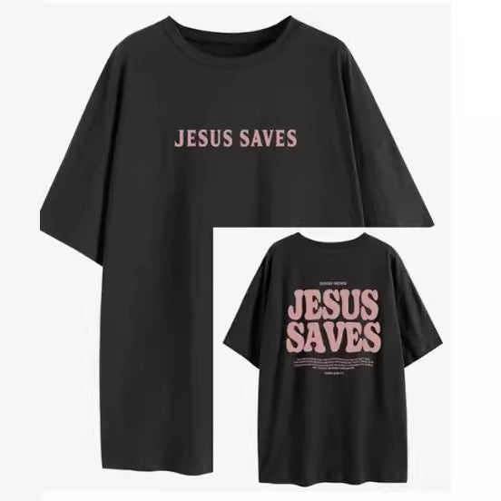 Amélie · Camiseta de algodón lavado «Jesus Saves»
