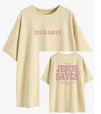 Amélie · Camiseta de algodón lavado «Jesus Saves»