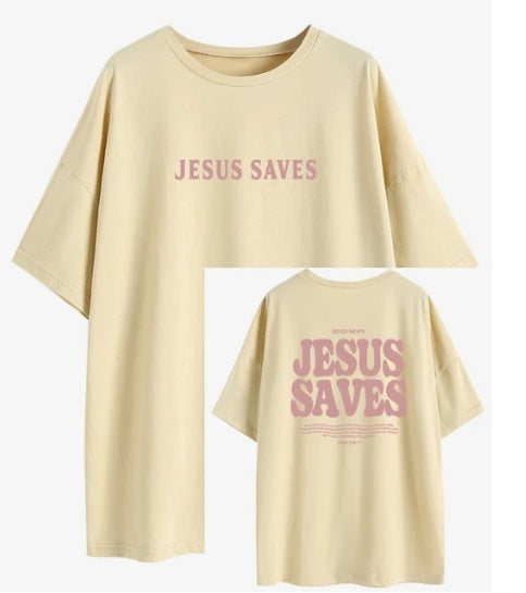 Amélie · Camiseta de algodón lavado «Jesus Saves»