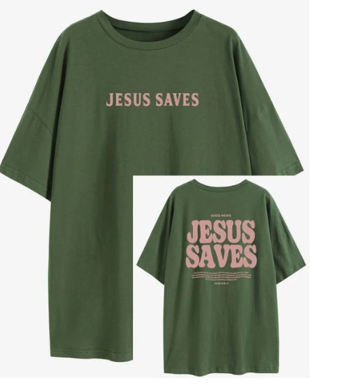 Amélie · Camiseta de algodón lavado «Jesus Saves»