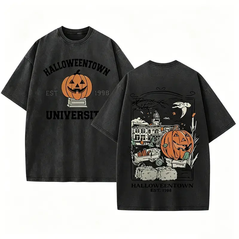 Amélie · Camiseta lavada con estampado de calabaza universitaria