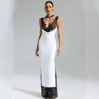 Amélie · Vestido largo ajustado con ribete de encaje