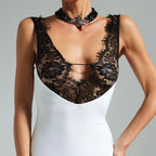 Amélie · Vestido largo ajustado con ribete de encaje