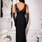 Amélie · Vestido largo ajustado con ribete de encaje