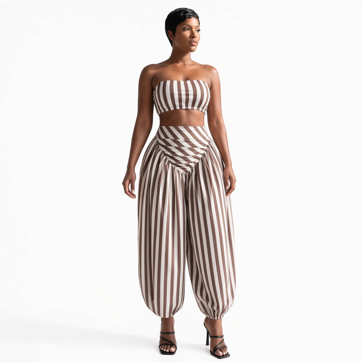 Amélie · Conjunto de top bandeau de rayas y pantalón