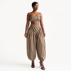 Amélie · Conjunto de top bandeau de rayas y pantalón