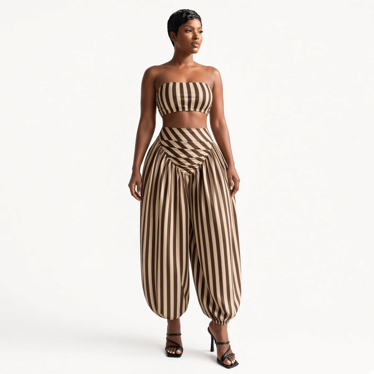 Amélie · Conjunto de top bandeau de rayas y pantalón