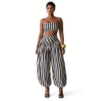 Amélie · Conjunto de top bandeau de rayas y pantalón