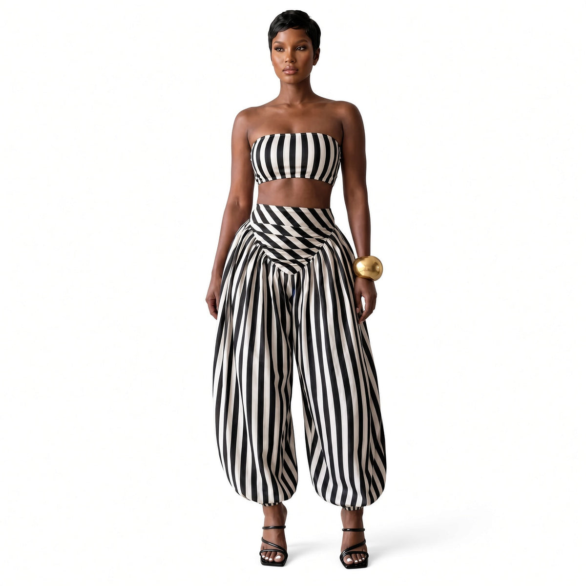 Amélie · Conjunto de top bandeau de rayas y pantalón