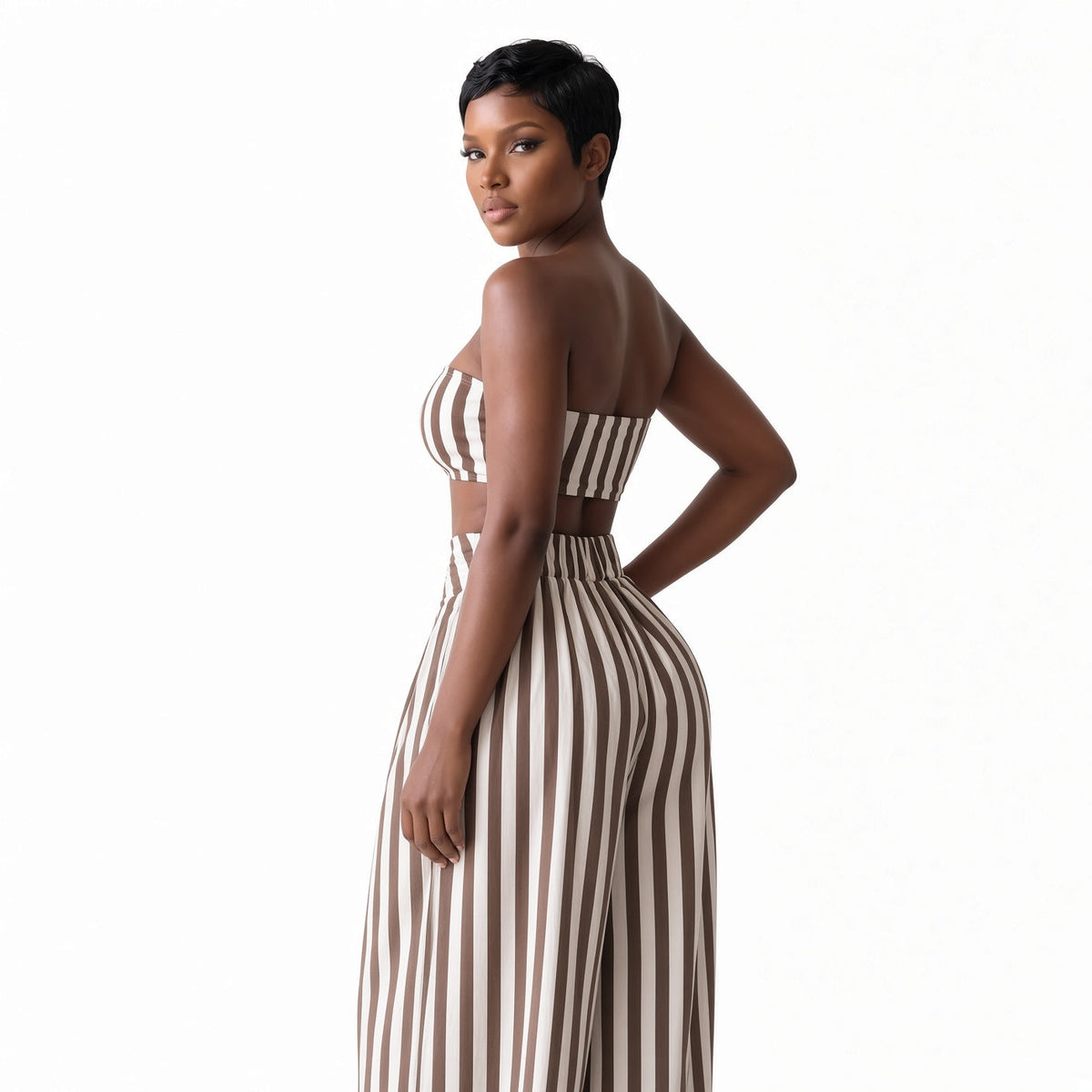 Amélie · Conjunto de top bandeau de rayas y pantalón