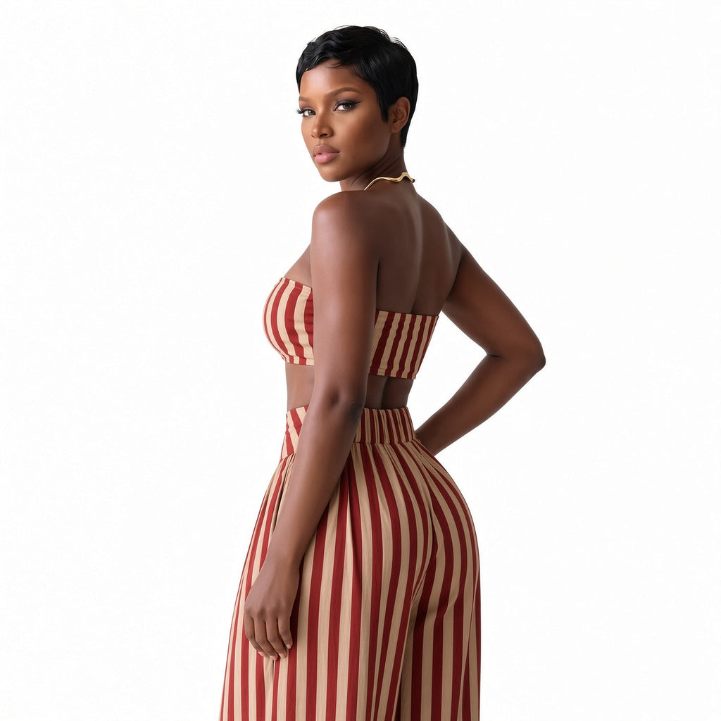 Amélie · Conjunto de top bandeau de rayas y pantalón