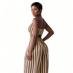 Amélie · Conjunto de top bandeau de rayas y pantalón