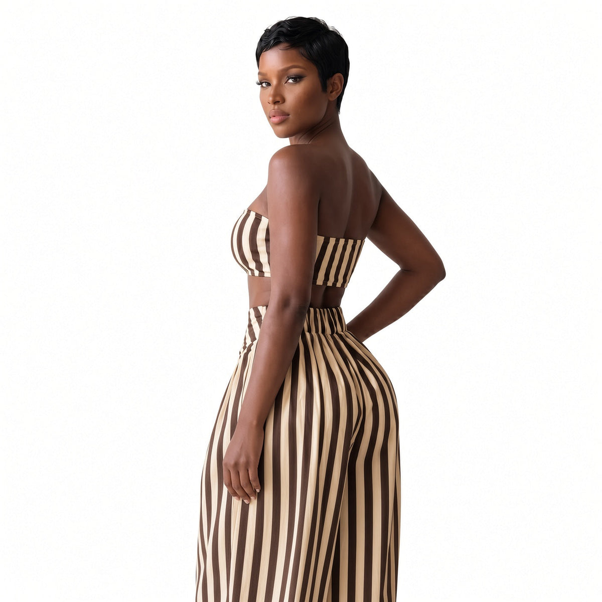 Amélie · Conjunto de top bandeau de rayas y pantalón