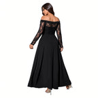 Amélie · Vestido largo con cuerpo de encaje y abertura