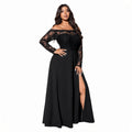 Amélie · Vestido largo con cuerpo de encaje y abertura