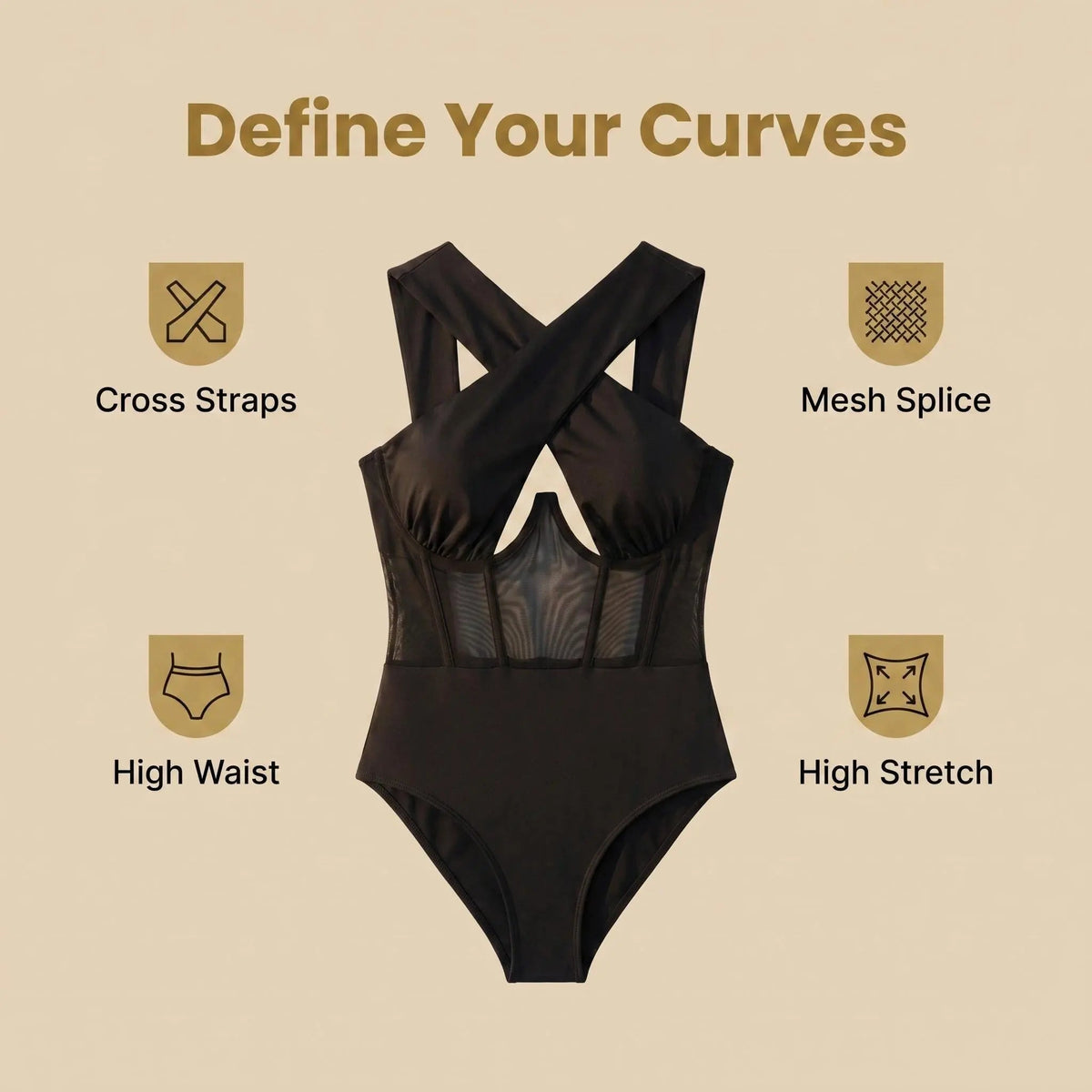 Amélie · Body halter cruzado con cintura de malla