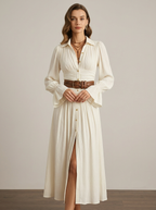 Amélie · Vestido camisero largo blanco estilo boho