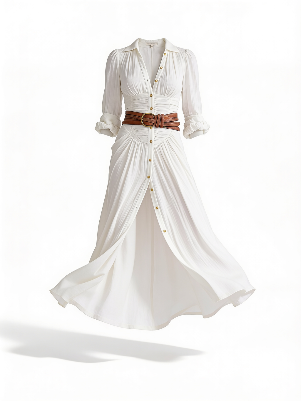Amélie · Vestido camisero largo blanco estilo boho