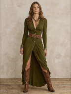 Amélie · Vestido camisero largo blanco estilo boho