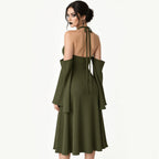 Amélie · Vestido largo con abertura y mangas desmontables