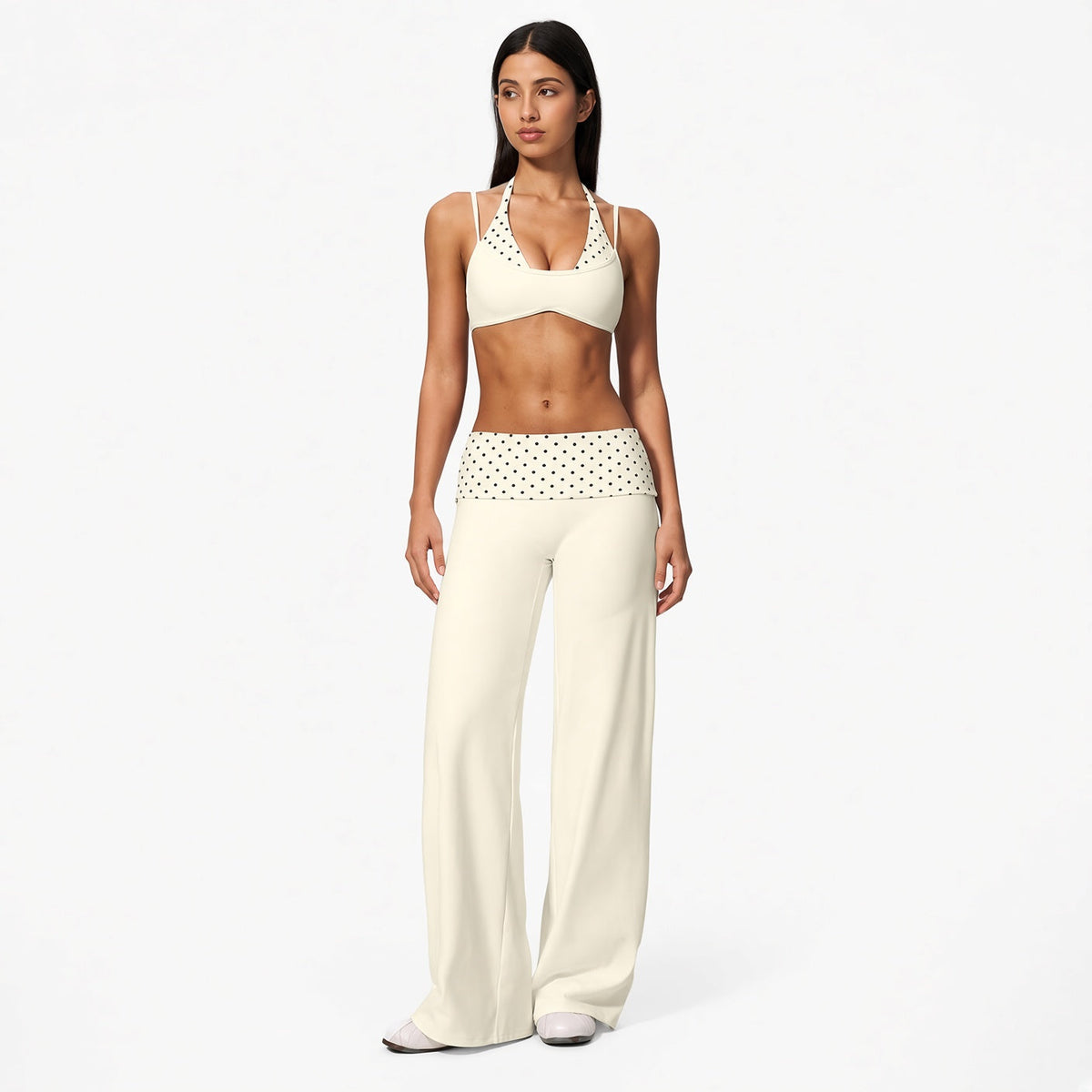 Amélie · Conjunto deportivo de lunares con sujetador incorporado y pantalón ancho