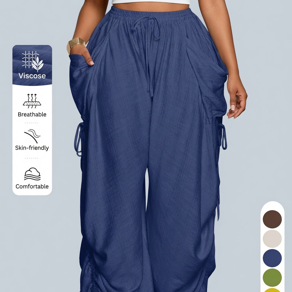 Amélie · Pantalón cargo ancho con cintas regulables