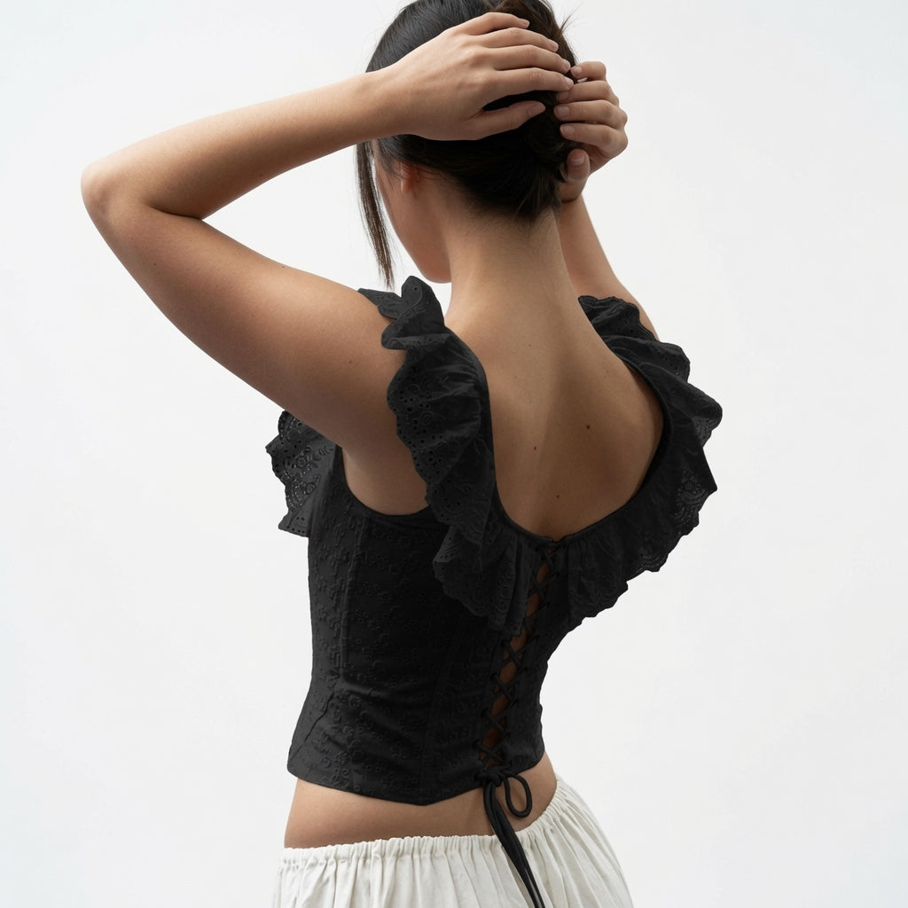 Amélie · Top corsé de hombros descubiertos con volantes