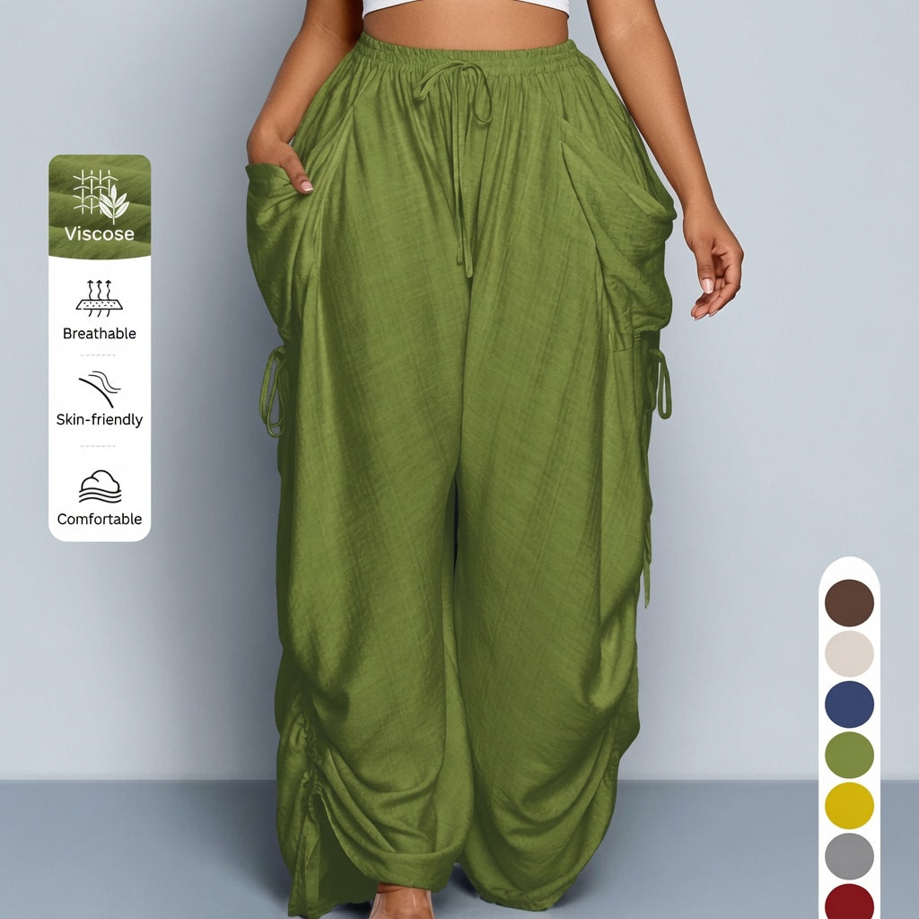Amélie · Pantalón cargo ancho con cintas regulables