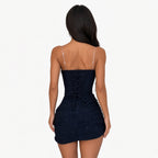 Amélie · Vestido corto drapeado con brillo