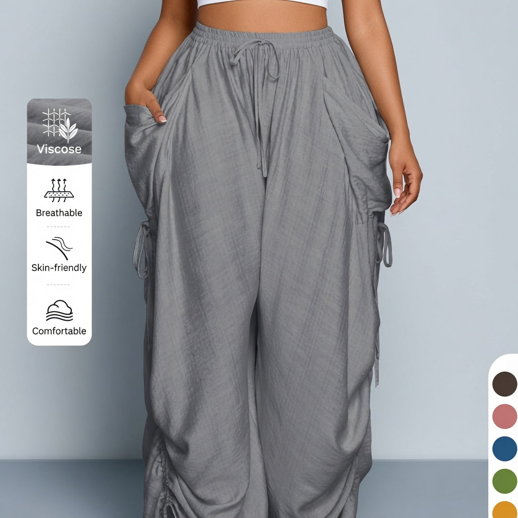 Amélie · Pantalón cargo ancho con cintas regulables