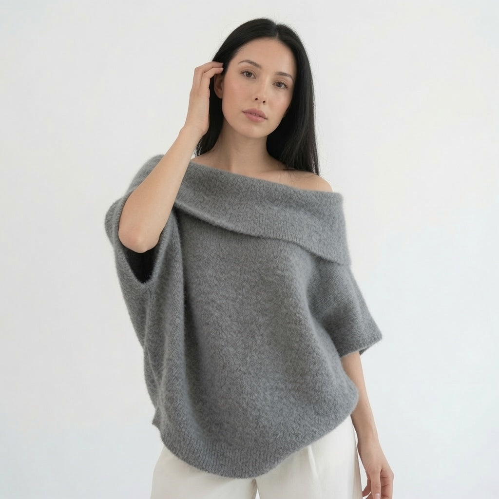 Amélie · Poncho de cuello alto en mezcla de alpaca