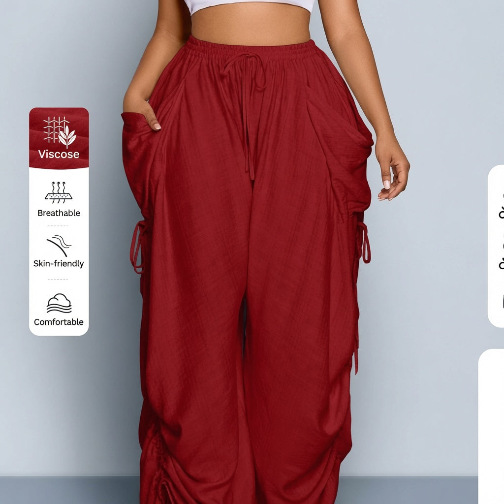 Amélie · Pantalón cargo ancho con cintas regulables