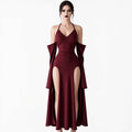 Amélie · Vestido largo con abertura y mangas desmontables