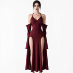 Amélie · Vestido largo con abertura y mangas desmontables