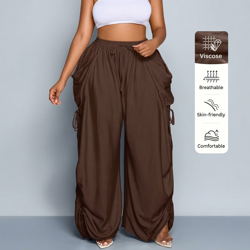 Amélie · Pantalón cargo ancho con cintas regulables