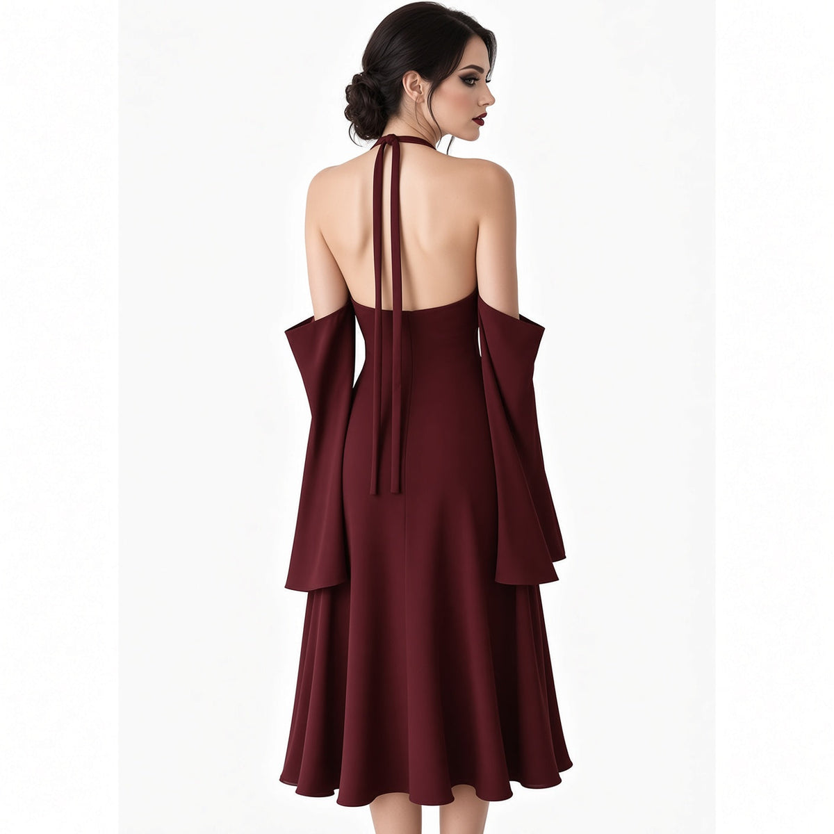 Amélie · Vestido largo con abertura y mangas desmontables