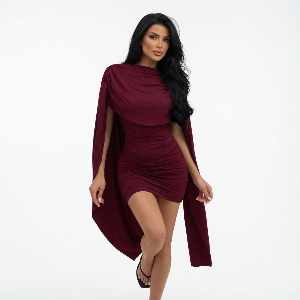 Amélie · Vestido corto plisado con capa superpuesta