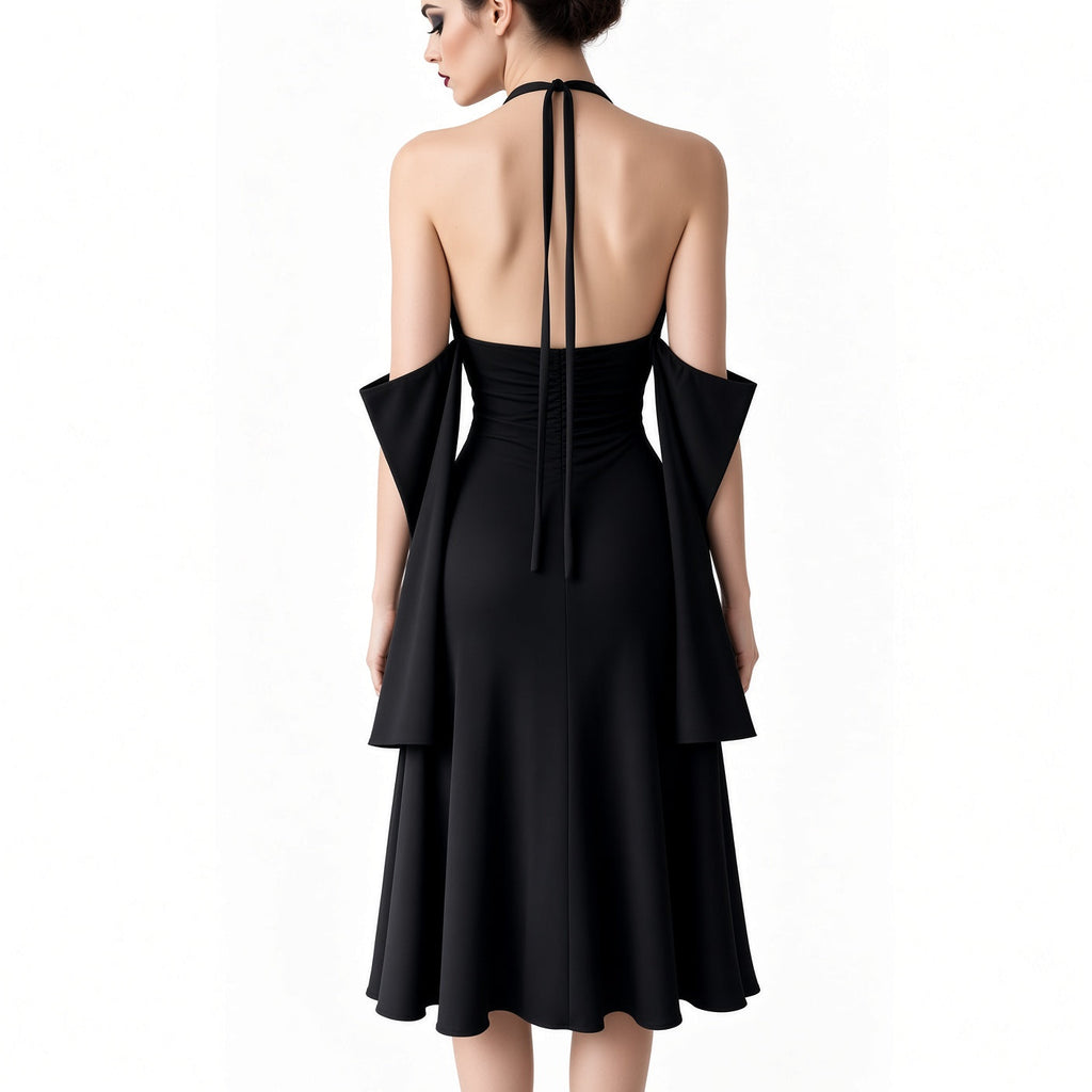 Amélie · Vestido largo con abertura y mangas desmontables