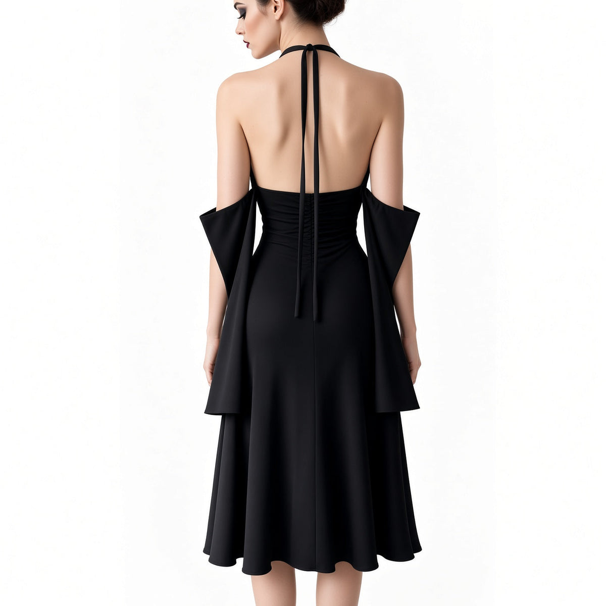 Amélie · Vestido largo con abertura y mangas desmontables