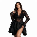Amélie · Vestido de encaje con volantes escalonados, tallas grandes