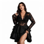 Amélie · Vestido de encaje con volantes escalonados, tallas grandes